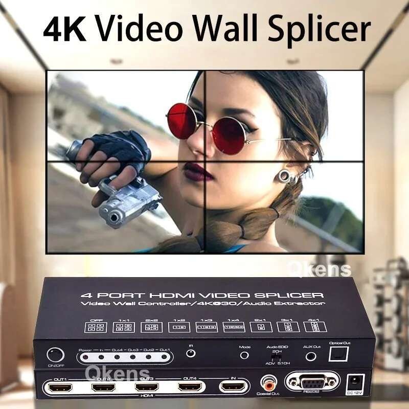 4K 2x2 Video Wall Controller Multi Screen Video Wall Processor 2 3 4 TV Splicing กล่อง 4 พอร์ต HDMI 
