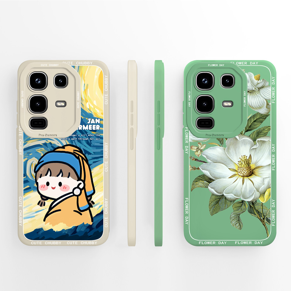 ปลอกสําหรับ Infinix Note 50 50X 50S 50 Pro 50 Pro + สาวน่ารักจัสมินสแควร์ Drop-Resistant กันกระแทกสําหรับ Infinix Note50 50Pro 50proplus ซิลิโคน Capa กันชน