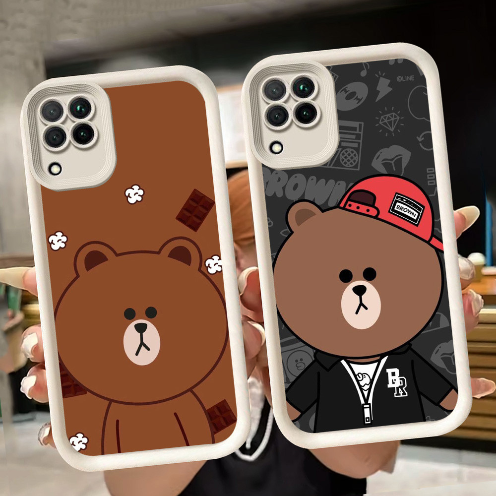 ปลอกอ่อนสําหรับ Samsung M04 A04E A05 A12 A04 F04 J2 A06 A07 A22 J7 Prime Pro 5G สีขาว Q9 หมีสีน้ําตา