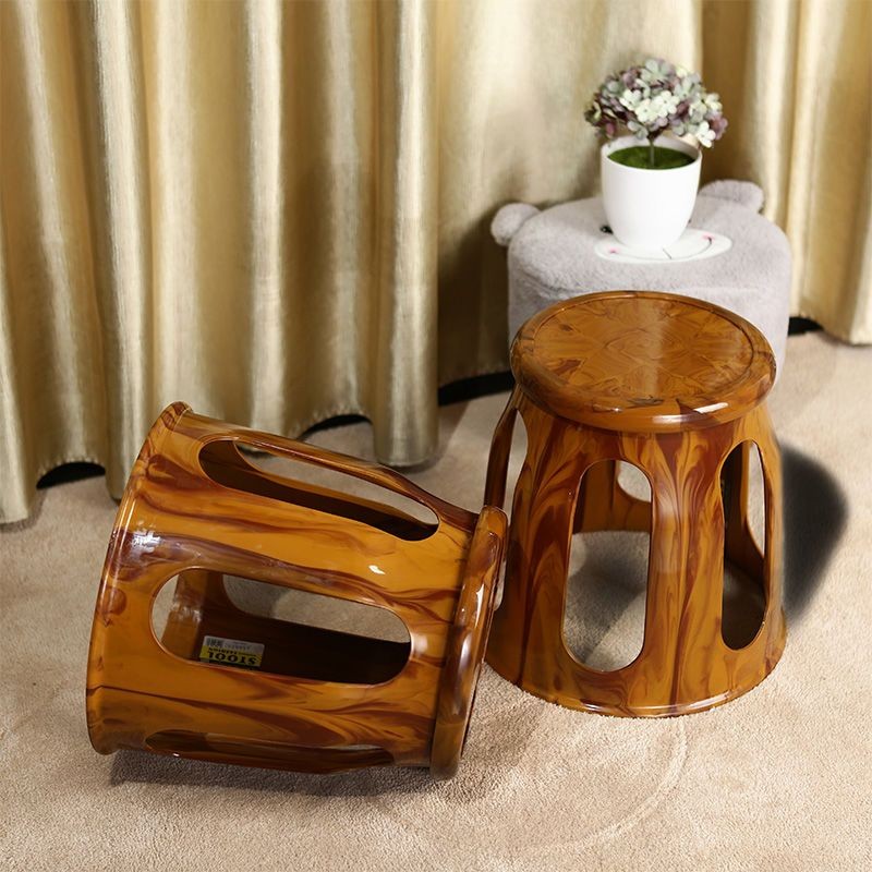 Fashion Emitation Wood Grain Stool Stool Dining Dining Stool Stool Plastic Non-Slip Casual อุจจาระอ