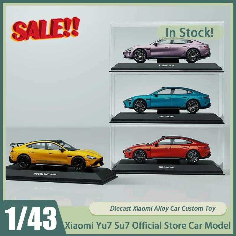 ใหม่ในสต็อก 1:43 Xiaomi Yu7 Su7 Official Store รถรุ่น Alloy Miniature Diecast Xiaomi Yu7 Su7