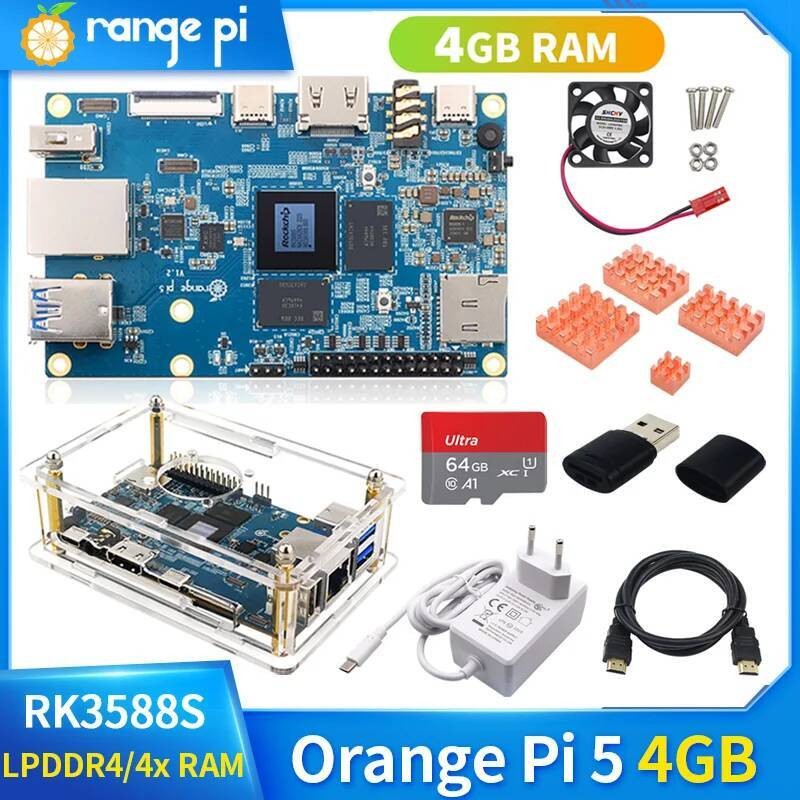 สีส้ม Pi 5 4GB RAM Rockchip RK3588S 8 Core Gigabit Ethernet Single Board คอมพิวเตอร์รองรับสีส้ม Pi O