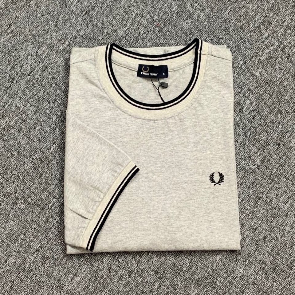 Fred PERRY Wheat Ear ฤดูร้อนใหม่ผู้ชายผ้าฝ้ายแขนสั้น Bottoming แฟชั่นรอบคอเสื้อยืด