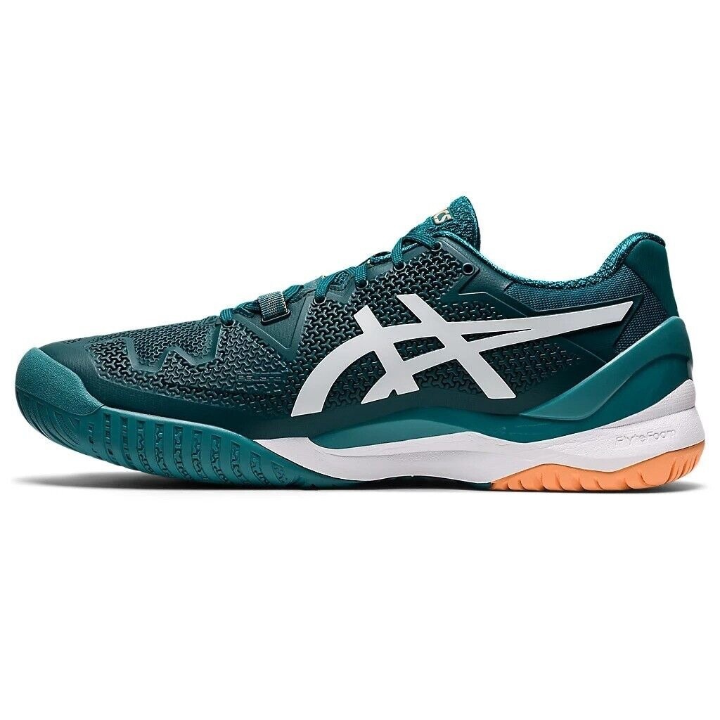 ฟิกเกอร์ รองเท้าเทนนิส Asics Gel Resolution 8 ผ้ากํามะหยี่ สีเขียวสน