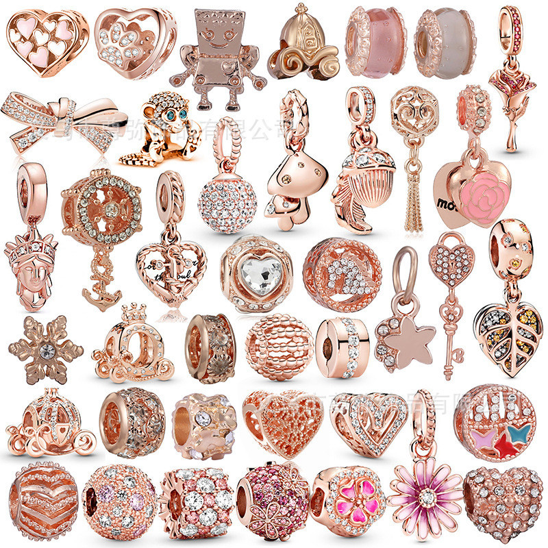 สไตล์ใหม่พู่หลวมลูกปัดเครื่องประดับอุปกรณ์เสริมแฟชั่น All-Match โลหะโบว์ Rose Gold DIY จี้