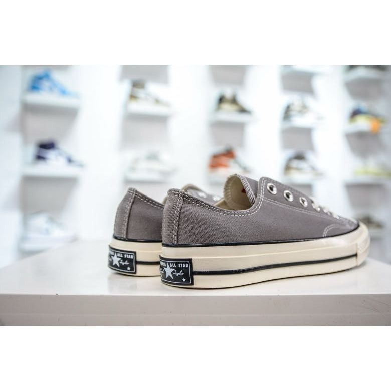 ♞Converse คลาสสิกต่ำด้านบนวินเทจสบาย ๆ ร้อยรองเท้า Vulcanized แผ่นหินสีเทาต่ำด้านบน 164951C mnj