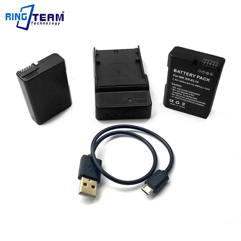 2x 1 EN-EL14 ENEL14 Battery 1x USB Charger for Nikon DSLR Cameras P7800 P7700 P7100 D5500 D5300 D