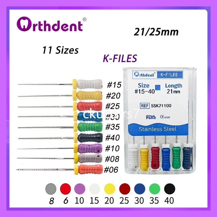 aaa 6Pcs/Box Dental K Files Endo Flexibility Endodontic File Root Canal Stainless Steel 21/25mm 11S