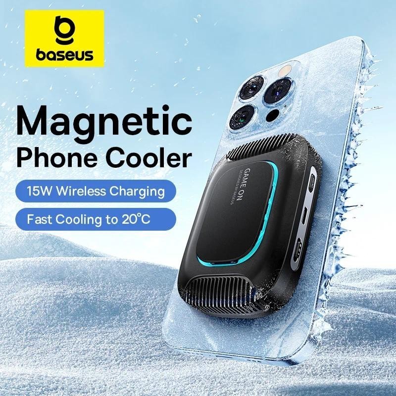 BASEUS ใหม่Baseus Phone Cooler รองรับแม่เหล็ก 15W ไร้สายชาร์จหม้อน้ําสําหรับเล่นเกมพร้อมขาตั้งโทรศั