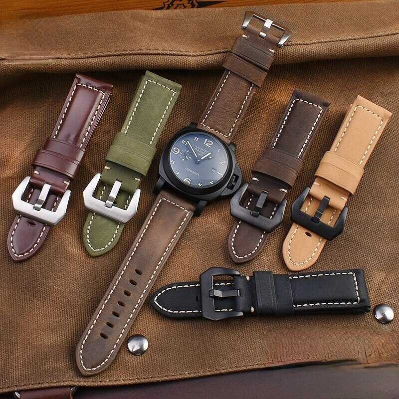 Genuine DFJTY Leather For Panerai Pam111 441 TISSOT Watch Bracelet Men's Crazy Horse Leather Watch