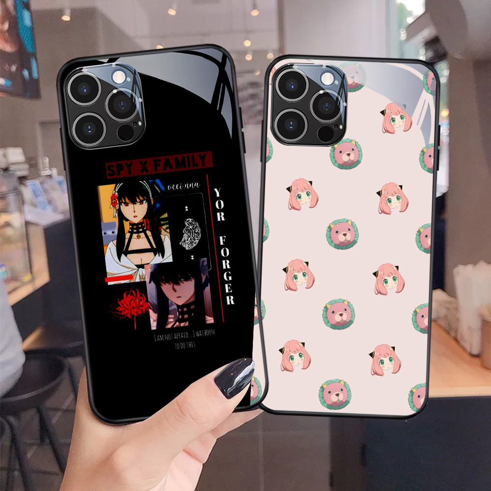 NC-85 Spy x Family เคสแก้ว Kaca สําหรับ iPhone 15 14 Plus Pro Max