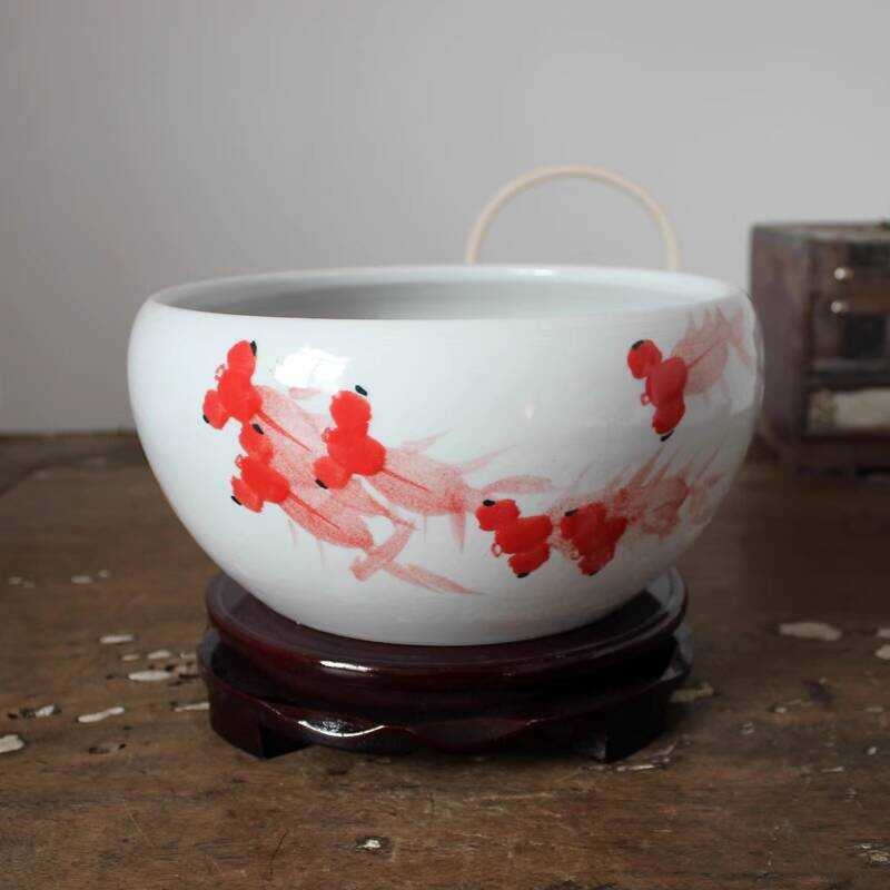 Jingdezhen Ceramics Gold Jade Full House Goldfish Koi Tank Turtle Tank Fish Culture Hydroponic Coppe