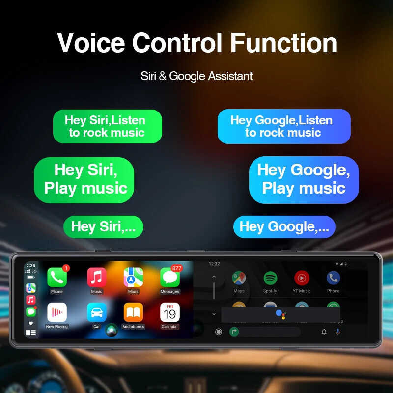 EKLEVA 12 Inch Dash Cam 4K DVR Black Box Rearview WIFI GPS Video Recorder Car Rear View Mirror