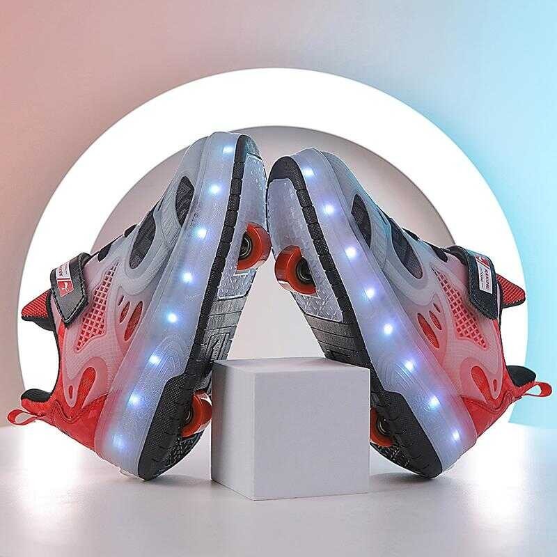 ❤ With Children's Wheels, Two-Wheeled Running Shoes, Student Version, Shrink WHEEL Shoes FOR G