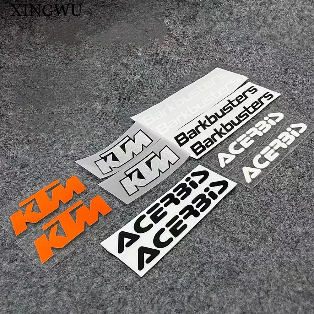 XINGWU Acerbis KTM Barkbusters สติกเกอร์ การ์ดแฮนด์ สีดําสีขาวสีส้มอุปกรณ์เสริมรถจักรยานยนต์ ตกแต่ง รูปลอก