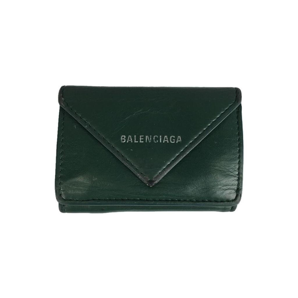 Balenciaga Bi-fold Wallet Papier Mini Leather Green Direct from Japan มือสอง
