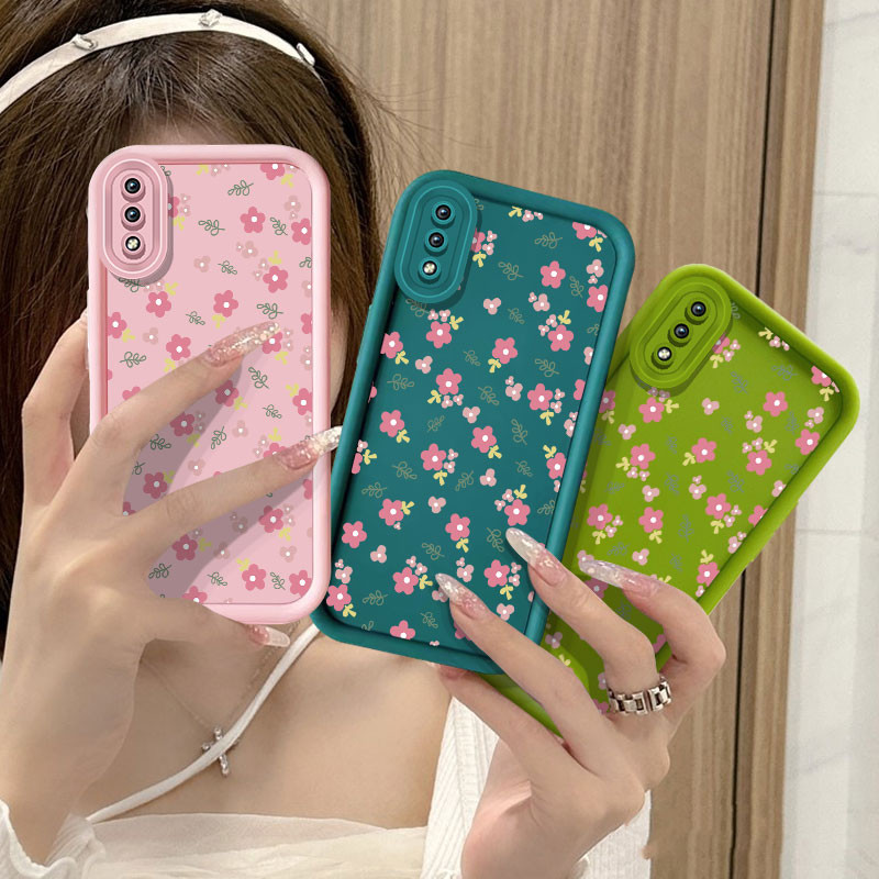 SAMSUNG ปลอกซิลิโคนสําหรับsamsung Galaxy A02 A02S A03 Core A04 A05 A10 A10S M02 M02S M10 Insแฟชั่นสดดอกไม้สีแดงขนาดเล็กกันกระแทกปกป้องเคสโทรศัพท์