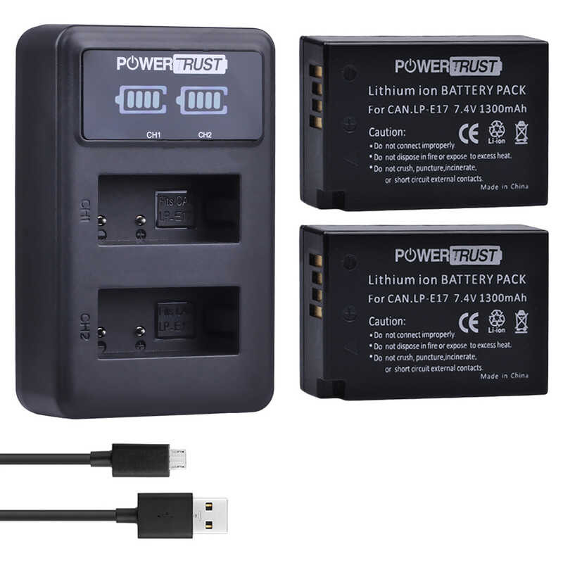 แบตเตอรี่กล้อง 6 LP-E17 LPE17 2 ชิ้น + ที่ชาร์จ USB แบบ Dual สำห