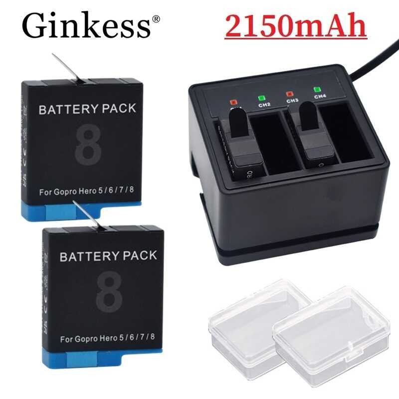Battery e 2150mAh With 4-Slots LED Charger For Gopro 8 7 Hero 5 6 Go Pro Accessorie Batteries 7 B