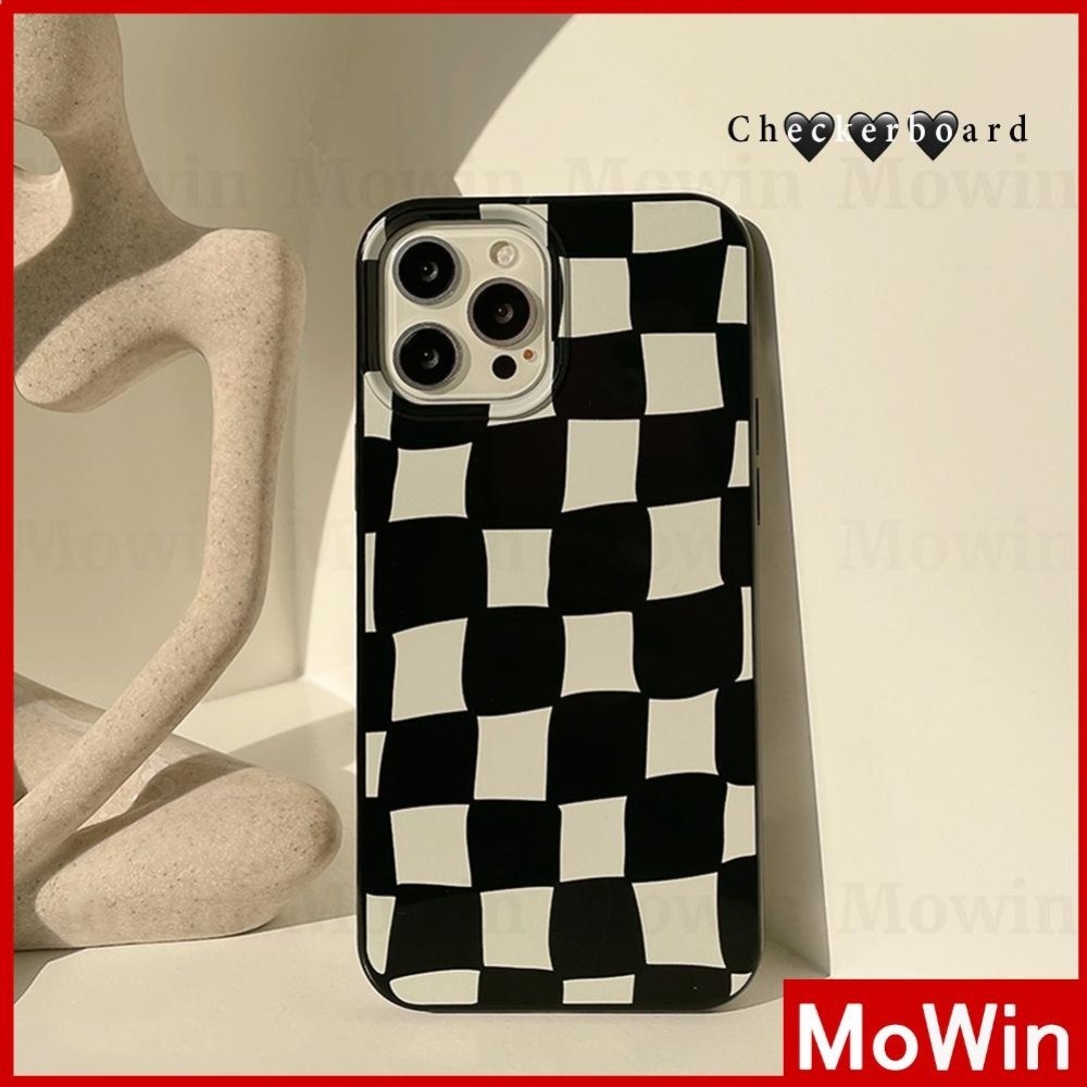 Mowin - 15 เคส iPhone ซิลิโคนนุ่มเคสลูกกวาด สีดำสดใส หลุมขนาดใหญ่ ตัวป้องกันกล้องกันกระแทก ตารางหมา