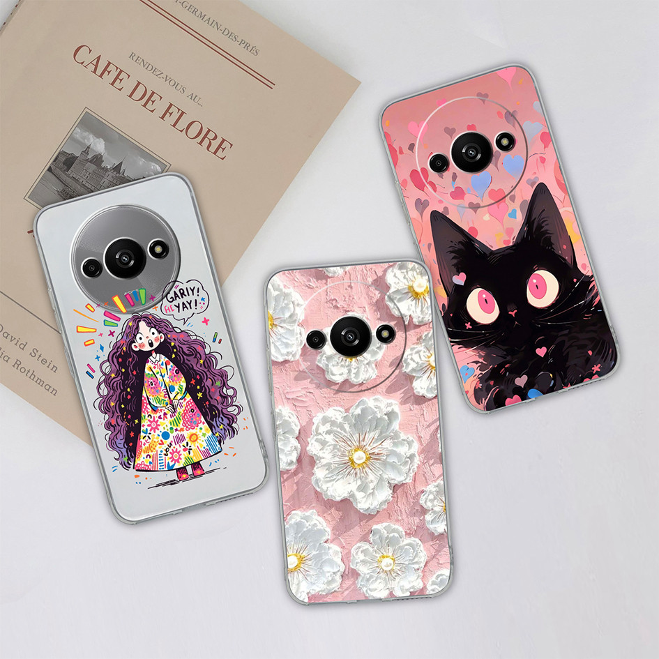 ปลอกสําหรับ Xiaomi Redmi A3 A3X 4G กรณีหัวใจน่ารักโปร่งใสซิลิโคนนุ่มเกราะป้องกันปกหลังสําหรับ RedmiA3 RedmiA3X 3X ปลอก Capa