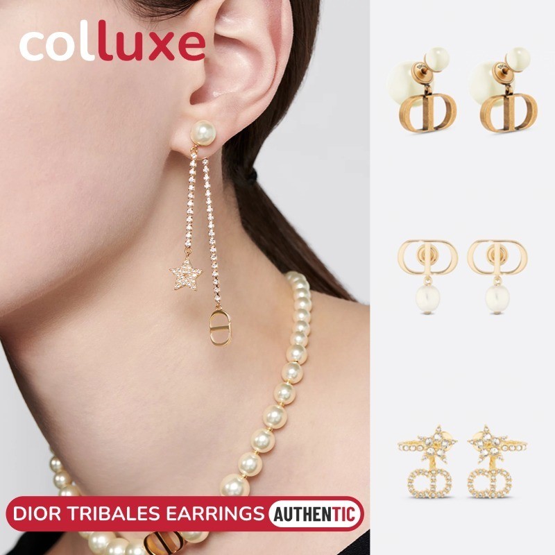ต่างหู Dior Tribales Earrings รุ่น E2403WOMRS-D09N สีดำ-บรอนซ์