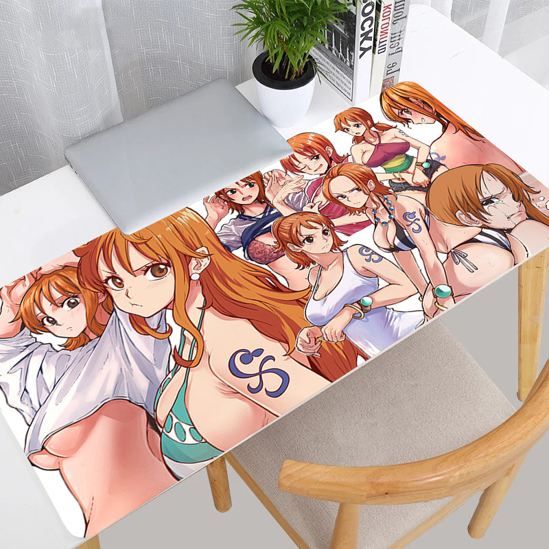 Xxl Kawaii ขยายโต๊ะ PC Nami Gamer ตู้แผ่นรองเมาส์เซ็กซี่อะนิเมะสาว Mousepad แล็ปท็อป O-one P-piece ค