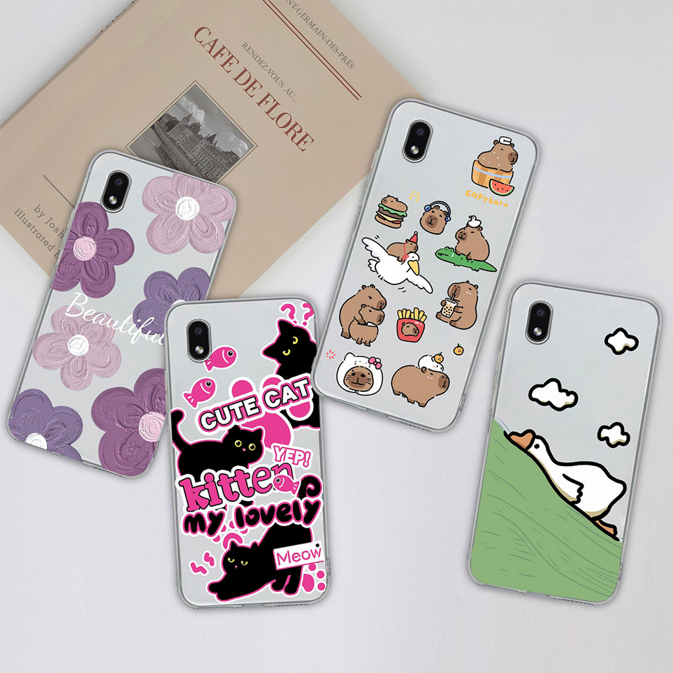 น่ารัก Goose สําหรับ Samsung Galaxy A01 Core ปลอกแฟชั่นดอกไม้ซิลิโคนนุ่ม TPU ใสทนทานฝาครอบโทรศัพท์สําหรับ Samsung A01 กรณี A01Core Shell ที่อยู่อาศัยกลับกันชน Capa