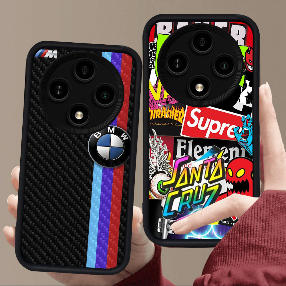 E112 แฟชั่นโลโก้สําหรับซิลิโคนสีดํา Xiaomi Redmi A3X POCO C75 C61 X3 NFC X7 14C A3 Pro 5G