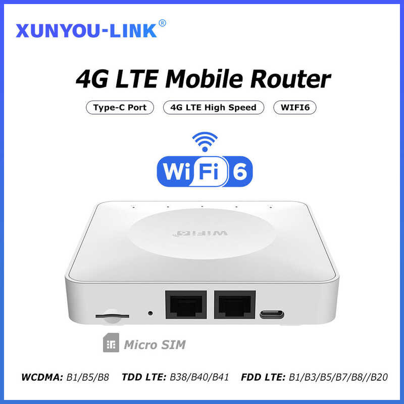 ❤ Xunyou-Link 4G LTE Wifi 6 SIM Card Modem Support 32 Device Connections Mobile Wireless Router