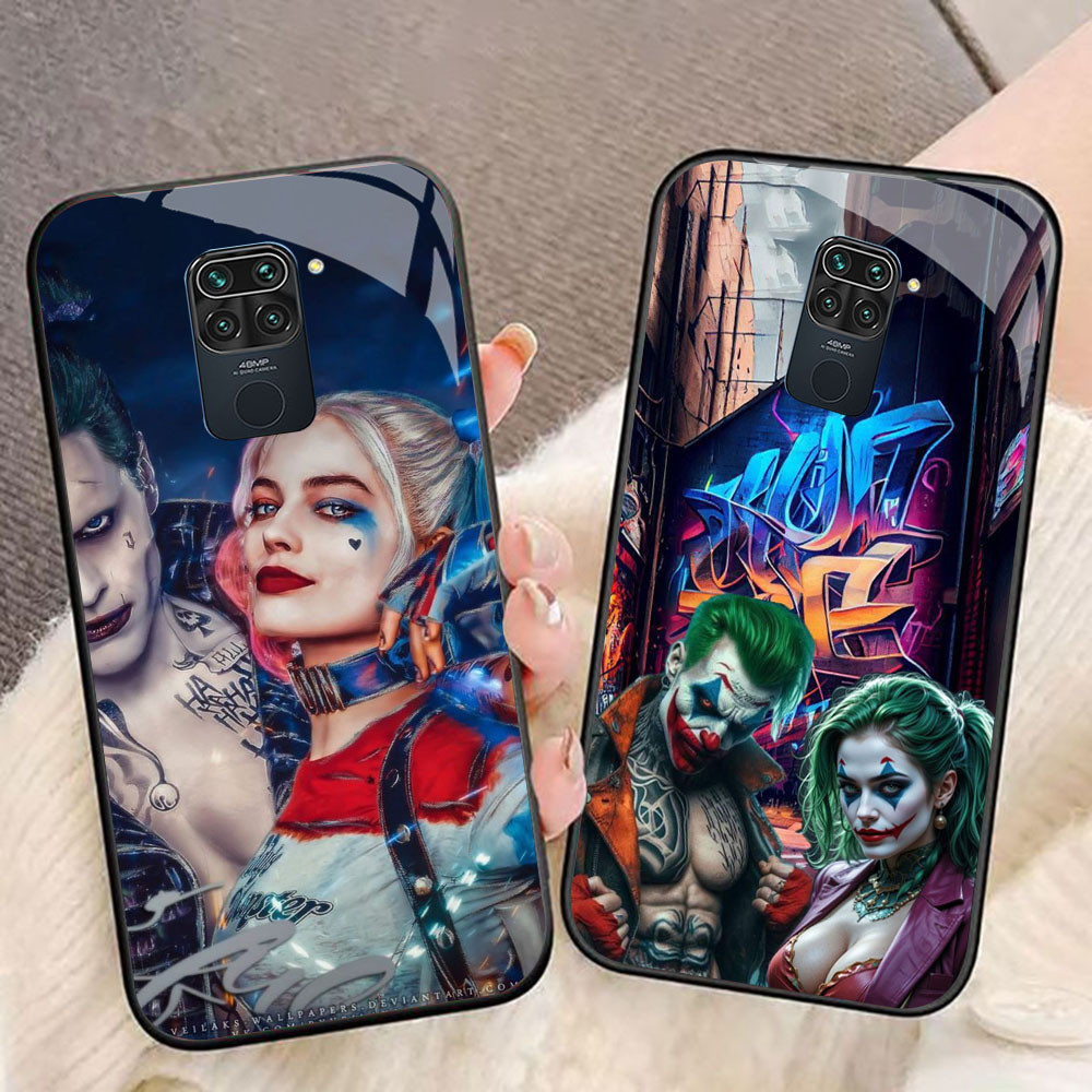 MK-68 Harley Quinn & Joker Liquid HD Glass Casing สําหรับ Xiaomi Redmi Note9 9S Poco M2 X3 NFC Pro