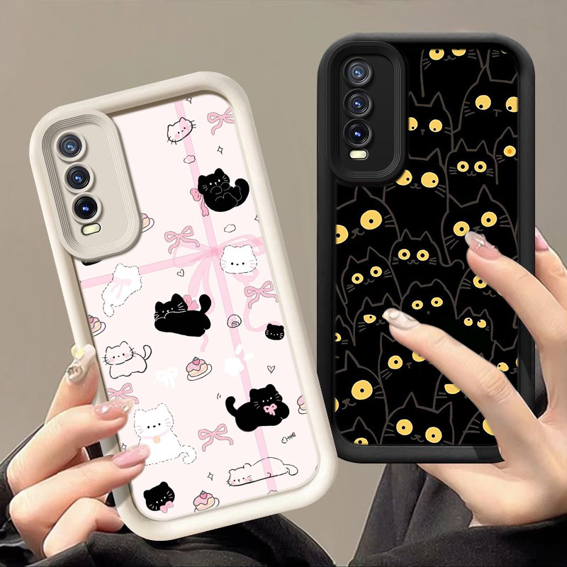 สำหรับ Redmi A1 A2 PLUS A3X A3 PRO A4 TURB O4 เคสโทรศัพท์มือถือ ดวงตานางฟ้า กรณ ZZ210 Cute black cat