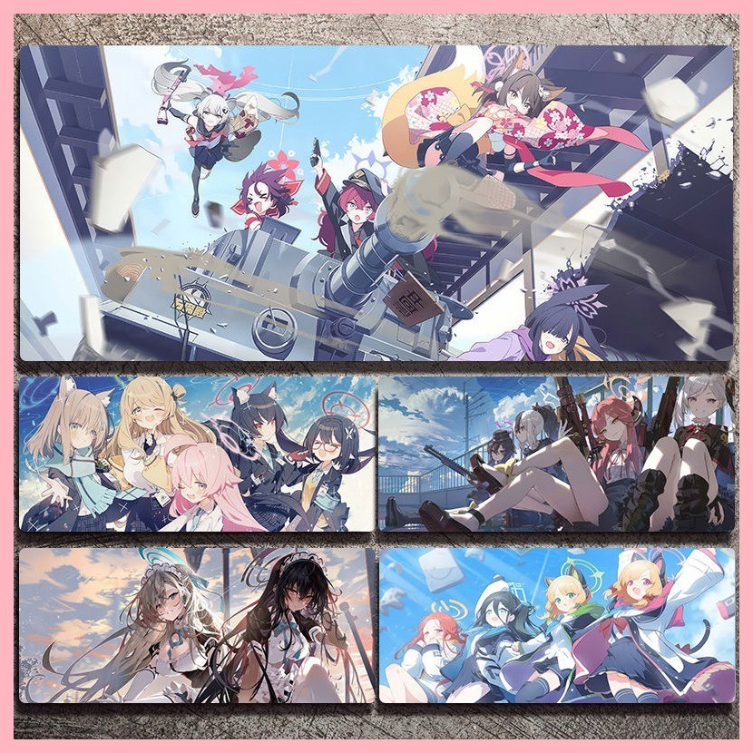 แผ่นรองเมาส์ Blue Archive Takanashi Hoshino Sunaokami Shiroko Sorasaki Hina Izayoi Nonomi Anime Blue File Mouse Pad ขนาดใหญ่เด็กแล็ปท็อปแผ่นรองเม้าส์ Anti-slip Dirt-proof Mat