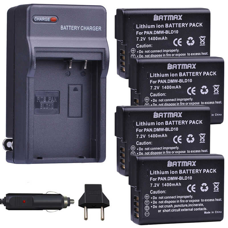 Batmax f 4 ชิ้น 1400mAh DMW-BLD10 BLD10PP แบตเตอรี่ + ชาร์จไฟในรถยนต์