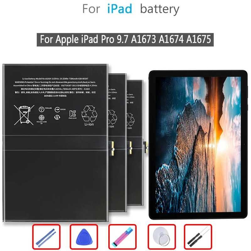 pro97 7306mAh แบตเตอรี่ For Apple iPad Pro 9.7 A1673 A1674 A1675