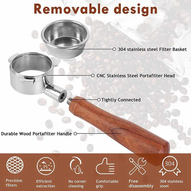 54Mm Bottomless For Breville Bta Series And Espresso Hines, Portafilter With Filter Basket