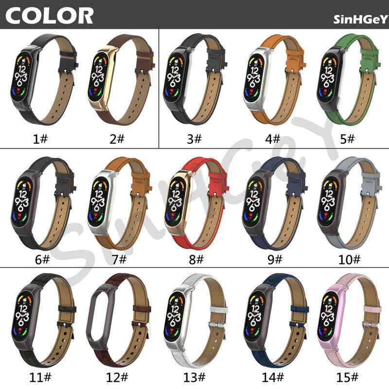 Leather Sinhgey Straps For Xiaomi Mi Band 7 / Mi Band 6 / Mi Band 5 / Mi Band 4 / Mi Smart Band 6 /