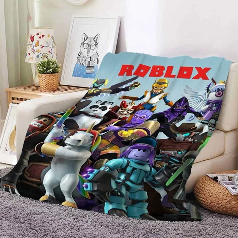 ผ้าห่มสักหลาดออกแบบใหม่-โซฟาสําหรับฤดูหนาวB-Ro bloxเกมเตียงโยนไมโครไฟเบอร์ผ้าปูที่นอนขนแกะอุ่นCampin