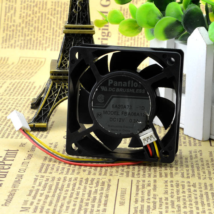 Pannasonic Panasonic FBA06A12V 12V 0.3 A 6025 6CM เงียบสวิตช์สามสายสไตล์