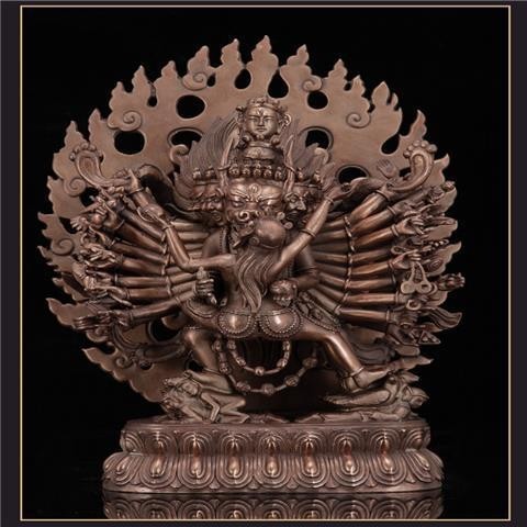 hot🔥การประกันคุณภาพ🔥 Yamantaka Buddha Statue, Taiwan Pure Copper Painted Tibetan Tantric God Stat