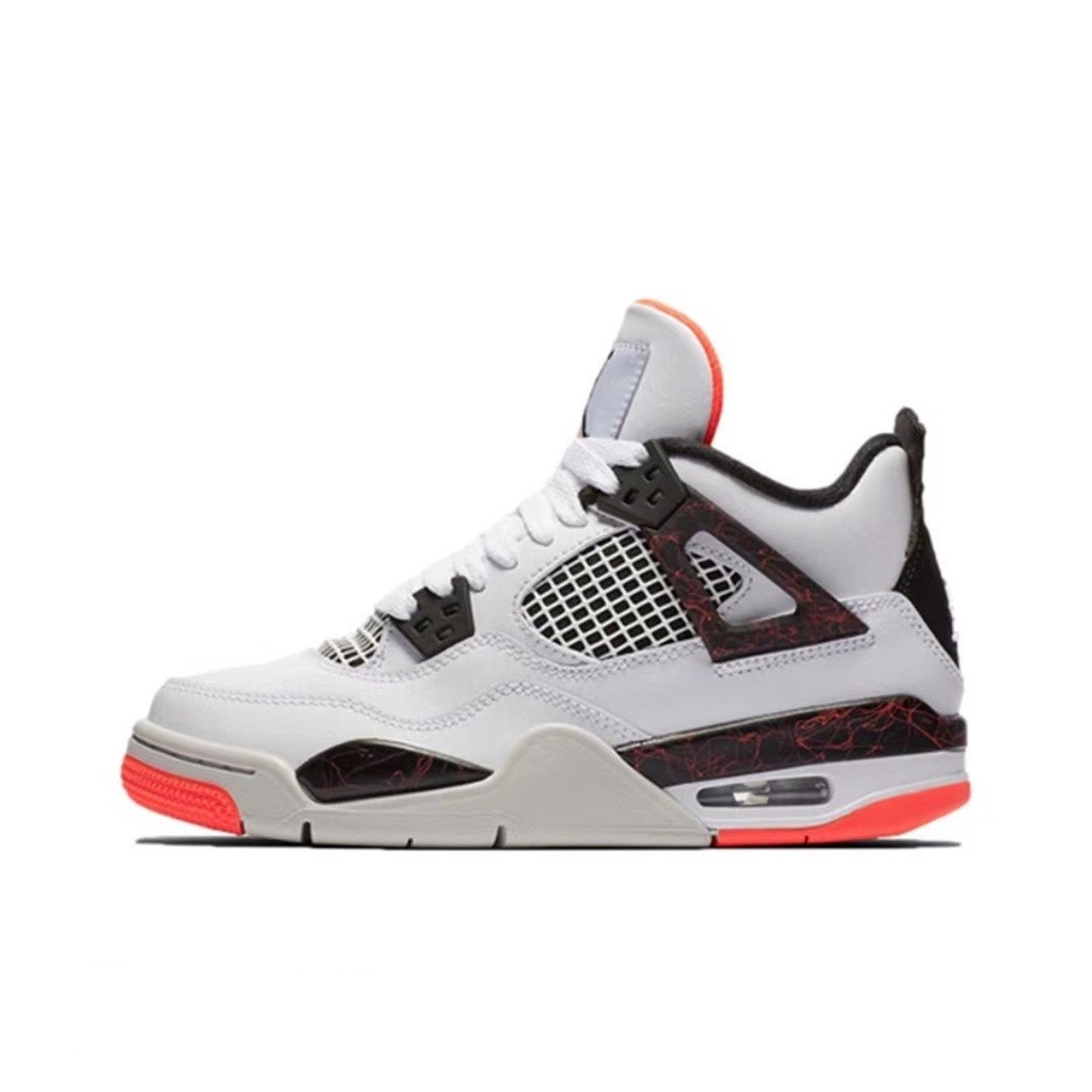 ฟิกเกอร์ Air Jordan 4 "Hot Lava"ของแท้สวมใส่ดี รองเท้าบาสเกตบอลป้องกันการลื่นไถลสูง100%