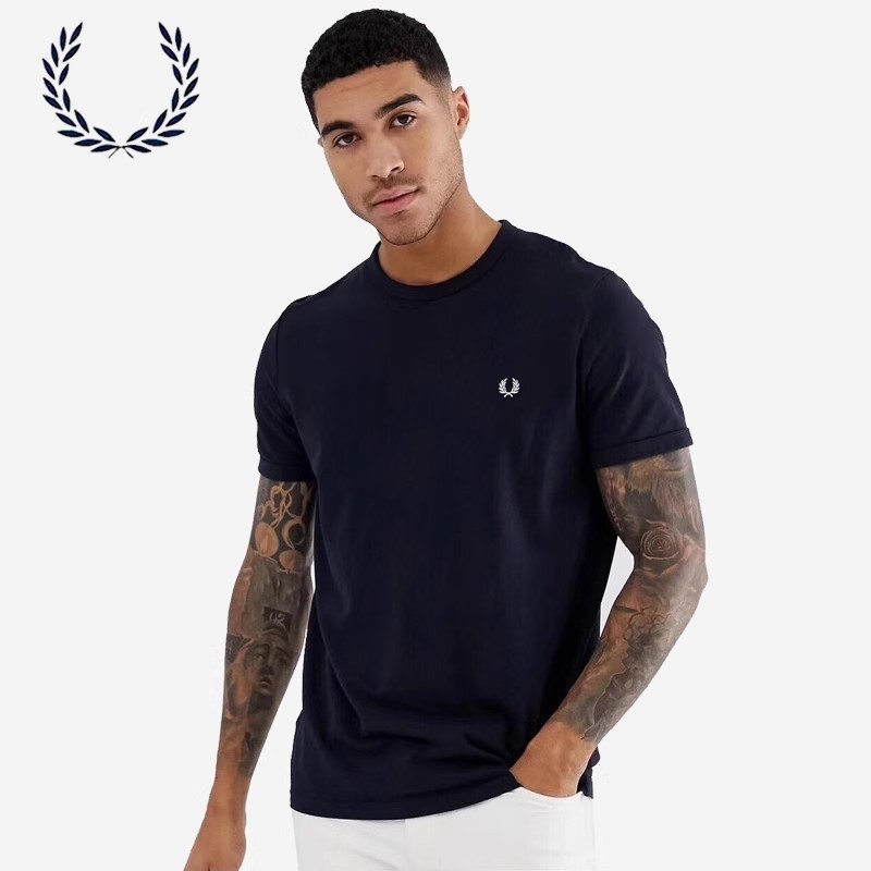 ♞,♘,♙Fred PERRY ใหม่ เสื้อยืดลําลอง แขนสั้น คอกลม ทรงหลวม แฟชั่นสําหรับผู้ชาย pom