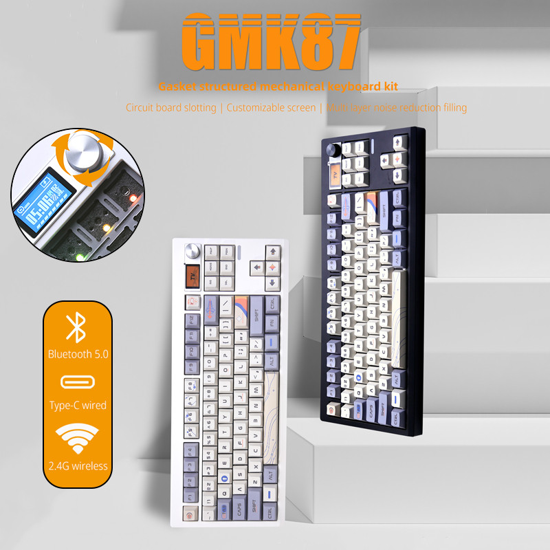 GMK87 QMK/VIA ปะเก็นเค้าโครงไร้สายแบบกำหนดเอง 80% 3 โหมดชุดคีย์บอร์ดแบบกลไก Swappable ร้อนพร้อมหน้า