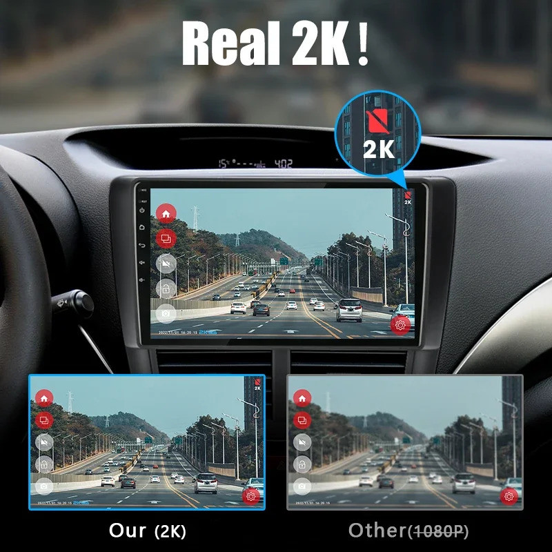 2K Full J HD Car Dash Cam ADAS DVR For Auto Android Multimedia Player Hidden Type Motion Detection