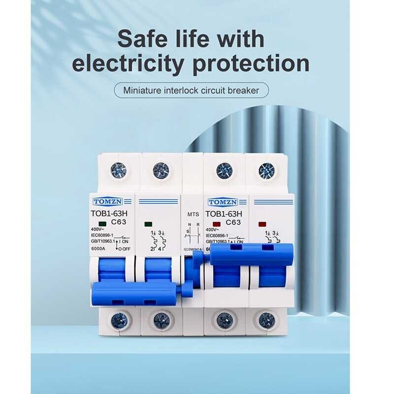 ❤ 2P+2P MTS TOMZN AC Dual Power Manual Transfer Switch Circuit Breaker MCB 50Hz/60Hz