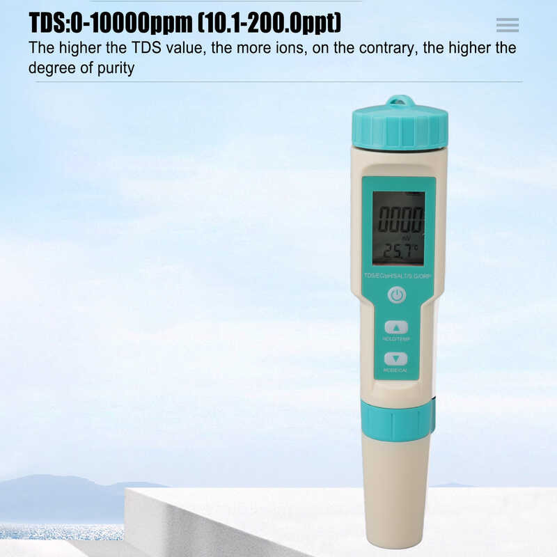 เครื่องวัดคุณภาพน้ำ 🍀 ORP PH TEMP EC ความเค็ม SG 7 In 1 ปากกา