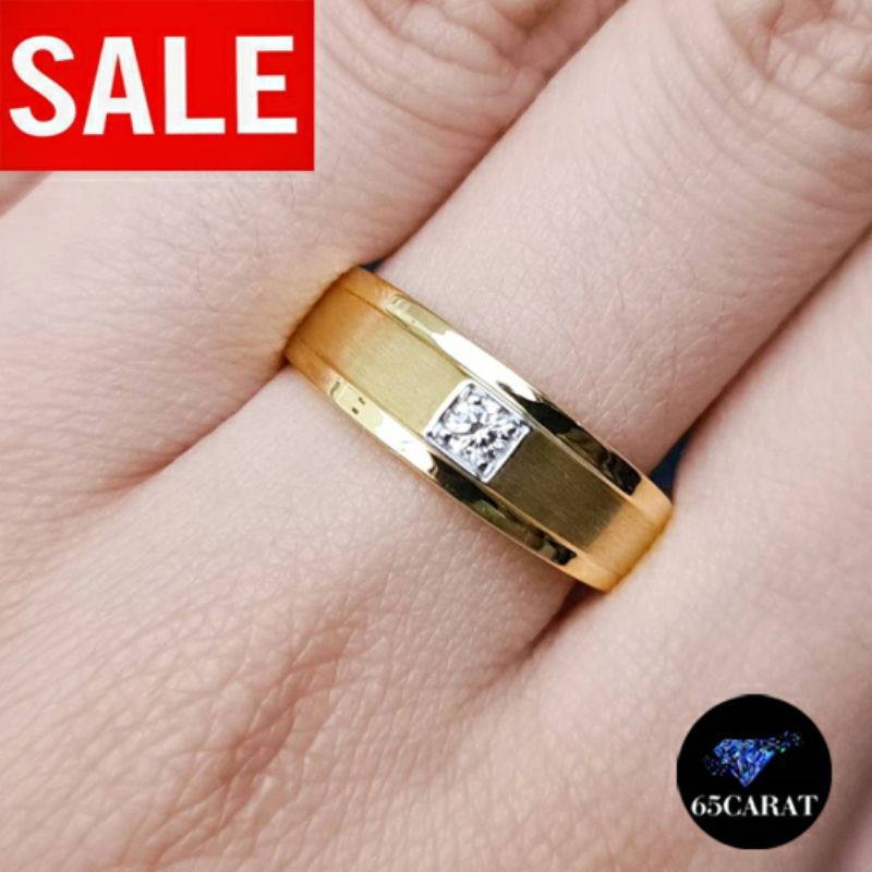 65Carat - แหวนชายเพชรเม็ดเดียว แหวนเพชรน้ำ100  ทองคำแท้9K{37.5%}