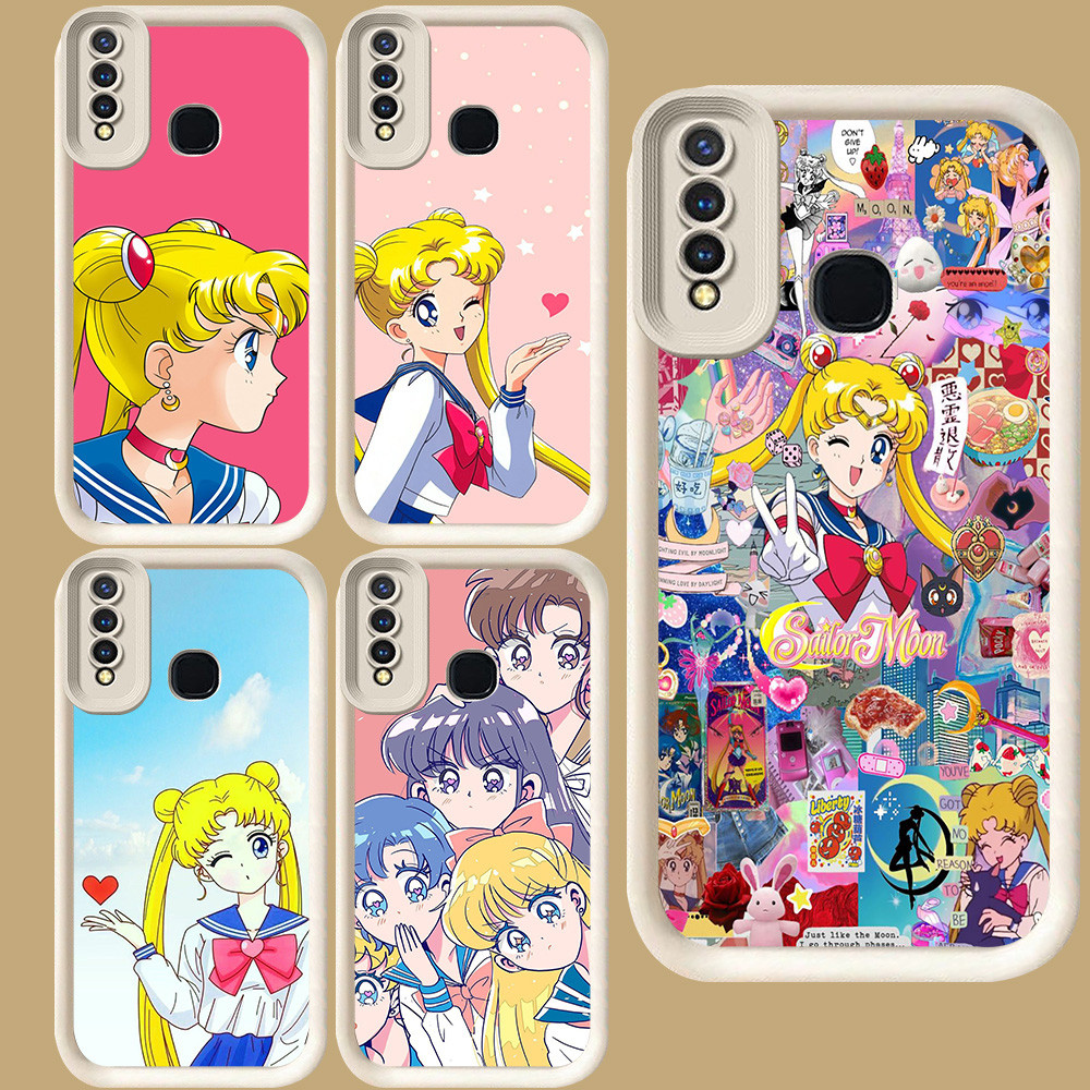 R86 เคสเซเลอร์มูนสําหรับ VIVO Y30 Y91 Y93 Y12 Y50 Y91C Y17 Y30i Z1 Pro V9 Y15 Y19 Y95 สีขาว