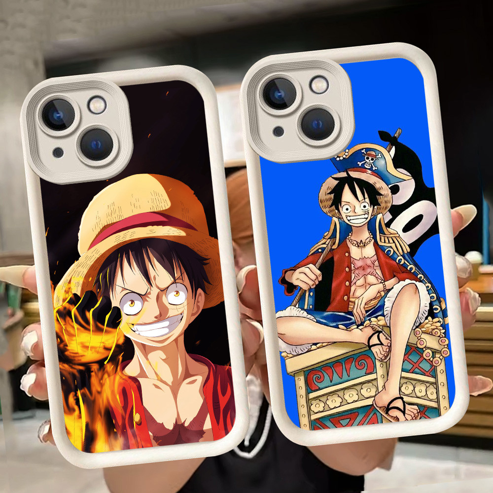 เคสนิ่มสําหรับ iPhone 7 14 8 6 13 6s Pro Max Plus สีขาว Q28 One Piece Luffy