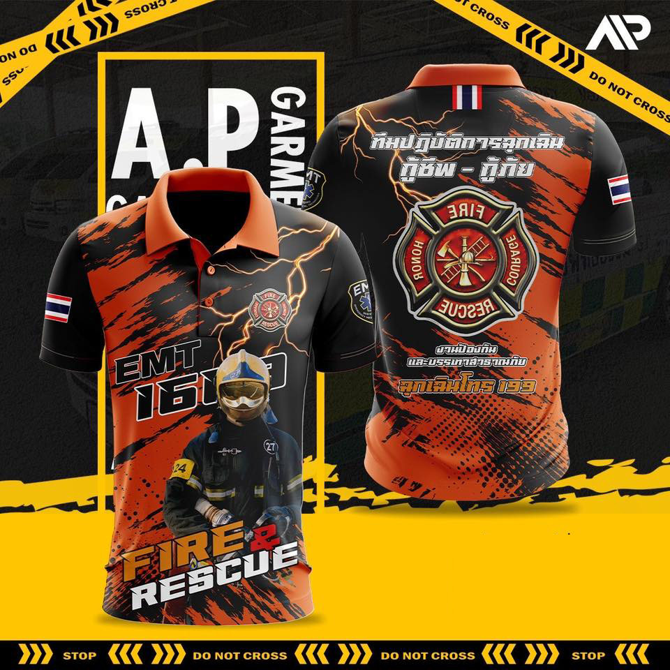 2568 Fire Rescue โปโลสบาย ๆ แผนกความปลอดภัยจากอัคคีภัยนักดับเพลิงเสื้อโปโลสบาย ๆ ธุรกิจเสื้อยืดระบายอากาศแห้งเร็ว